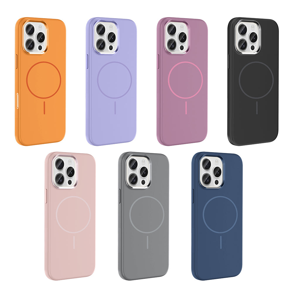 Apple iPhone 15 Pro Max Kılıf M-Safe Şarj Özellikli Metal Kamera Çerçeveli Zore Edi Silikon Kapak Rose Gold