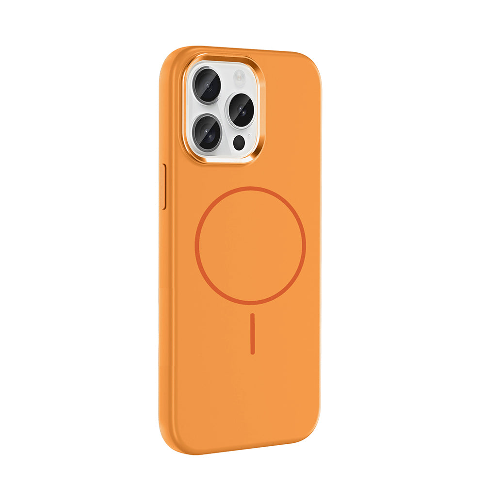 Apple iPhone 15 Pro Max Kılıf M-Safe Şarj Özellikli Metal Kamera Çerçeveli Zore Edi Silikon Kapak Rose Gold