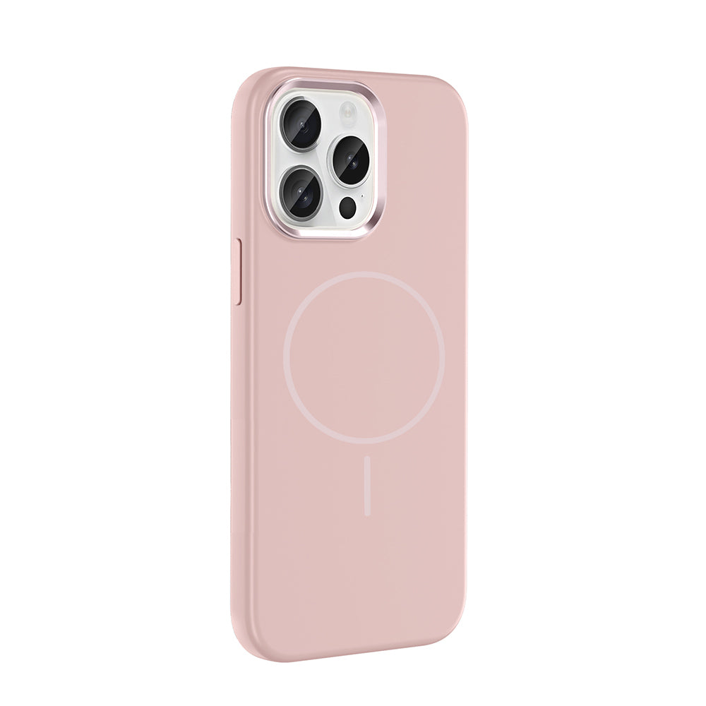 Apple iPhone 15 Pro Max Kılıf M-Safe Şarj Özellikli Metal Kamera Çerçeveli Zore Edi Silikon Kapak Turuncu