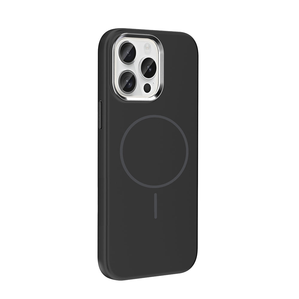 Apple iPhone 15 Pro Max Kılıf M-Safe Şarj Özellikli Metal Kamera Çerçeveli Zore Edi Silikon Kapak Mor