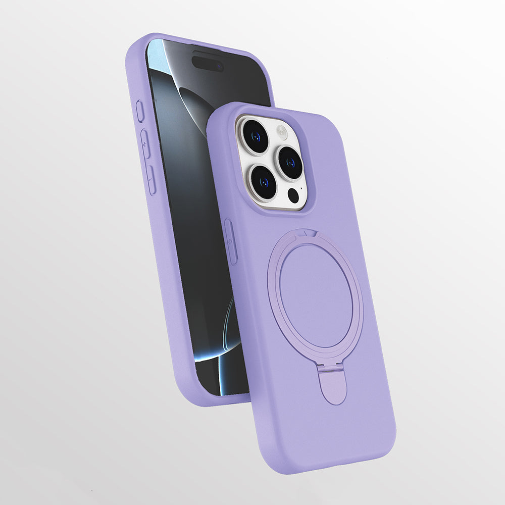 Apple iPhone 15 Pro Max Kılıf M-safe Şarj Özellikli Standlı Zore Samara Kapak Lila