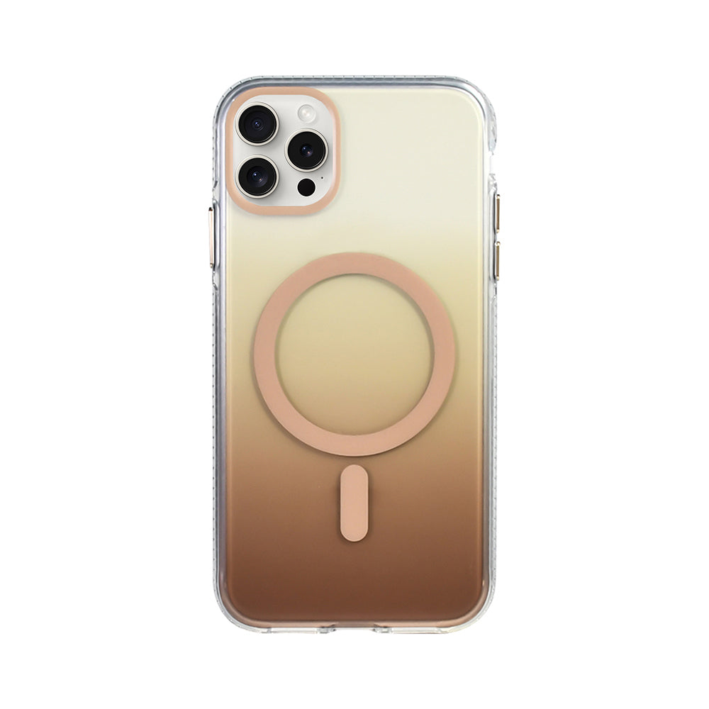 Apple iPhone 15 Pro Max Kılıf M-safe Şarj Özellikli Transparan Renk Geçişli Zore Toros Kapak Rose Gold