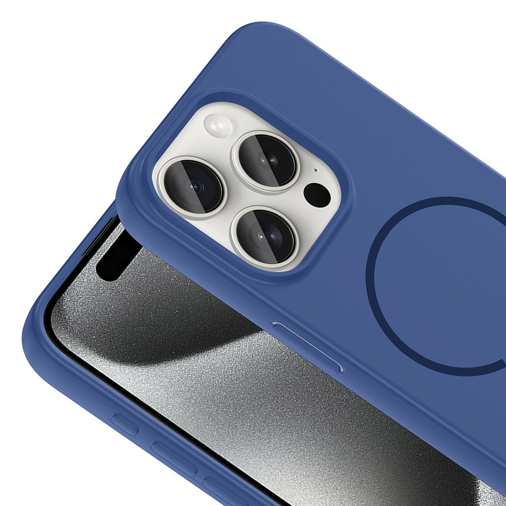 Apple iPhone 15 Pro Max Kılıf M-safe Şarj Özellikli Zore Meta Kapak Mürdüm