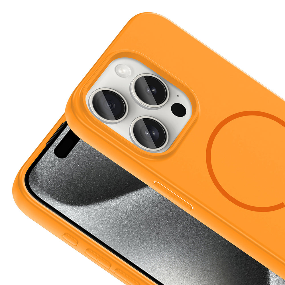 Apple iPhone 15 Pro Max Kılıf M-safe Şarj Özellikli Zore Meta Kapak Kahverengi