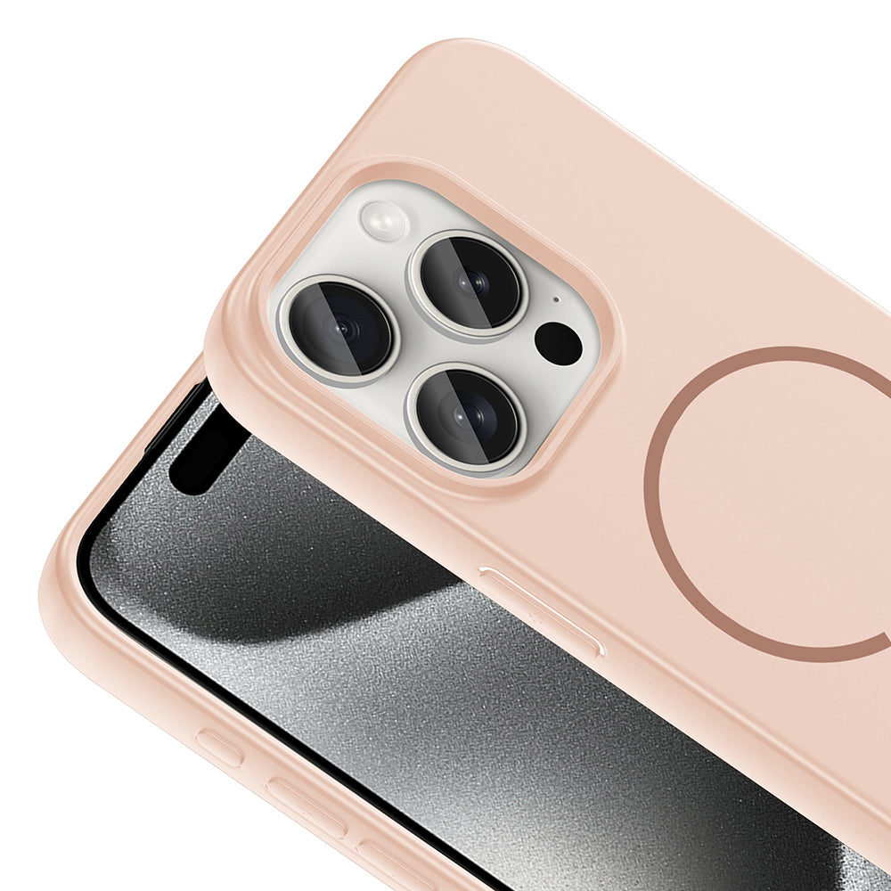 Apple iPhone 15 Pro Max Kılıf M-safe Şarj Özellikli Zore Meta Kapak Kahverengi