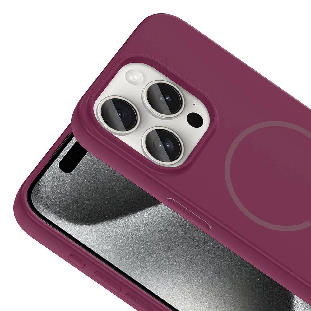 Apple iPhone 15 Pro Max Kılıf M-safe Şarj Özellikli Zore Meta Kapak Lacivert