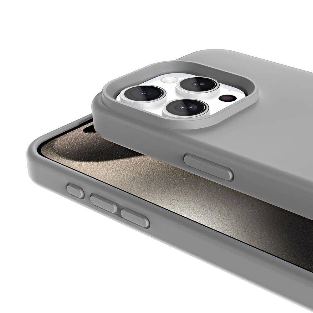 Apple iPhone 15 Pro Max Kılıf M-safe Şarj Özellikli Sıvı Teknolojili Silinebilir Sert Zore Kivi Kapak Pembe