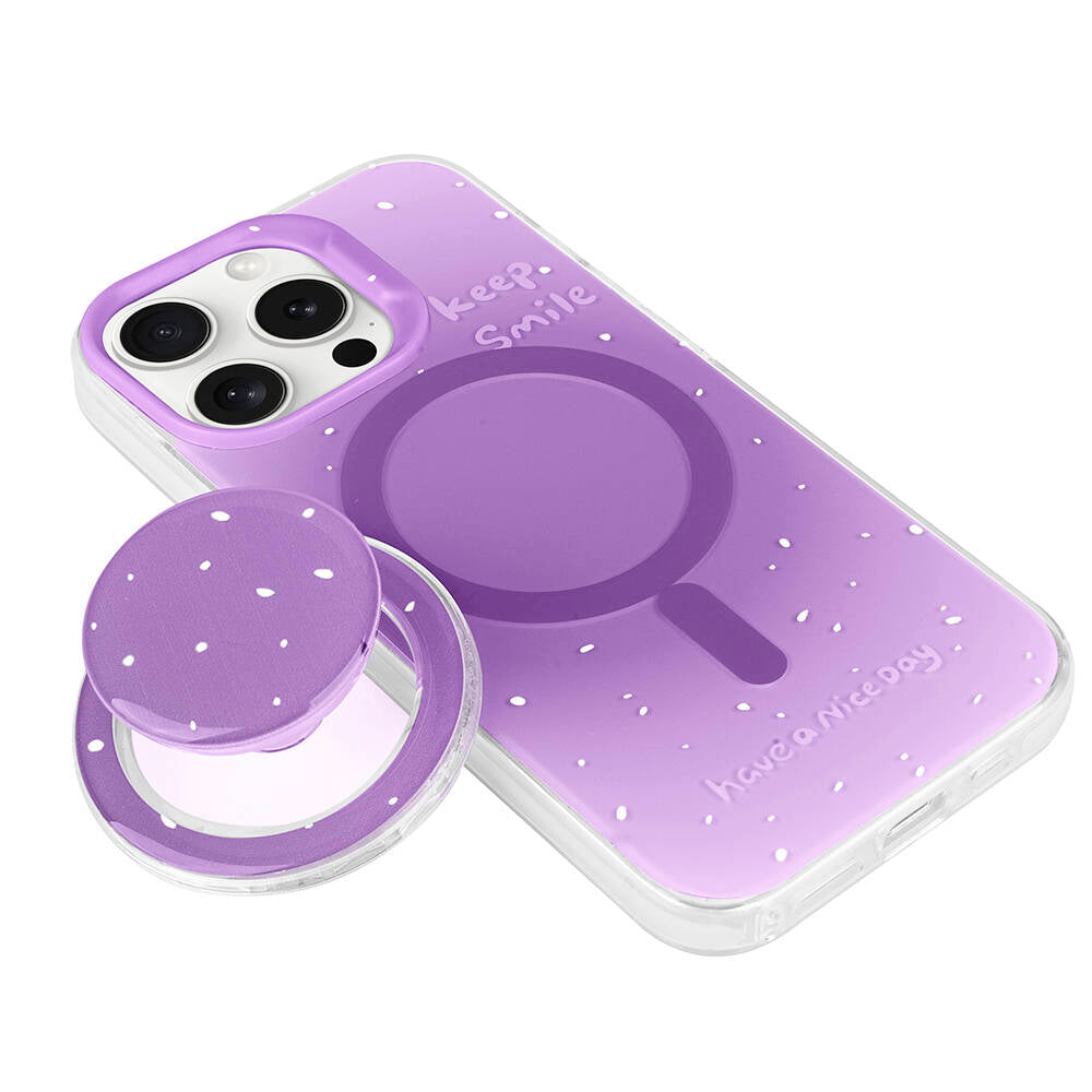 Apple iPhone 15 Pro Max Kılıf M-safe Şarj Özellikli Tak-Çıkar Pop Soketli Zore Tiktok Kapak Yeşil