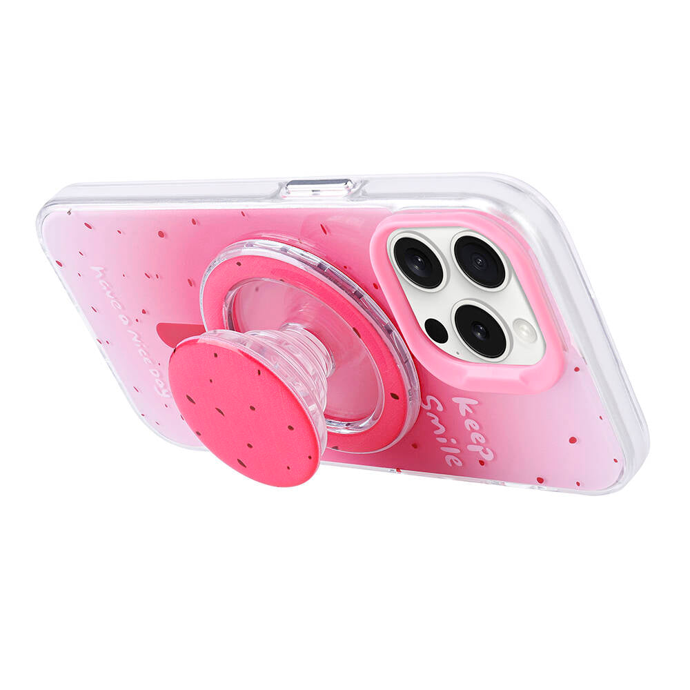 Apple iPhone 15 Pro Max Kılıf M-safe Şarj Özellikli Tak-Çıkar Pop Soketli Zore Tiktok Kapak Mor