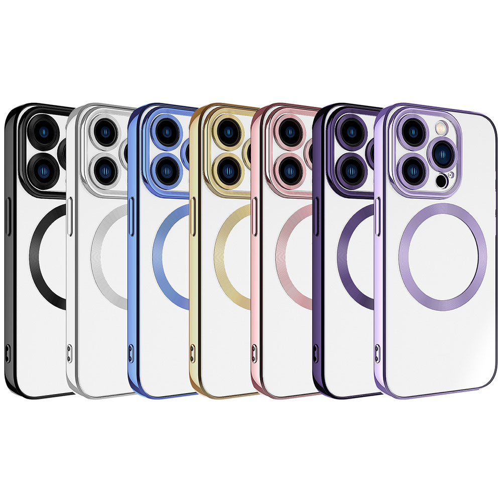 Apple iPhone 15 Pro Max Kılıf M-safe Wireless Şarj Özellikli Zore Setro Silikon Gold