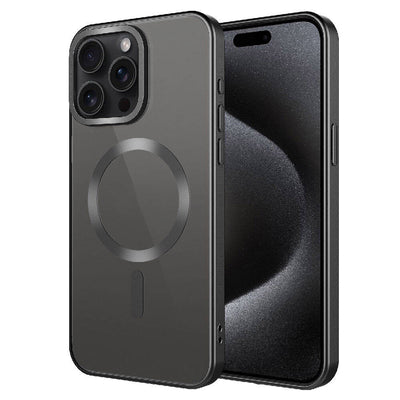Apple iPhone 15 Pro Max Kılıf Mat Tasarımlı M-safe Wireless Şarj Özellikli Zore Mat Setro Kapak Siyah