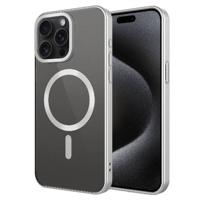 Apple iPhone 15 Pro Max Kılıf Mat Tasarımlı M-safe Wireless Şarj Özellikli Zore Mat Setro Kapak Gümüş