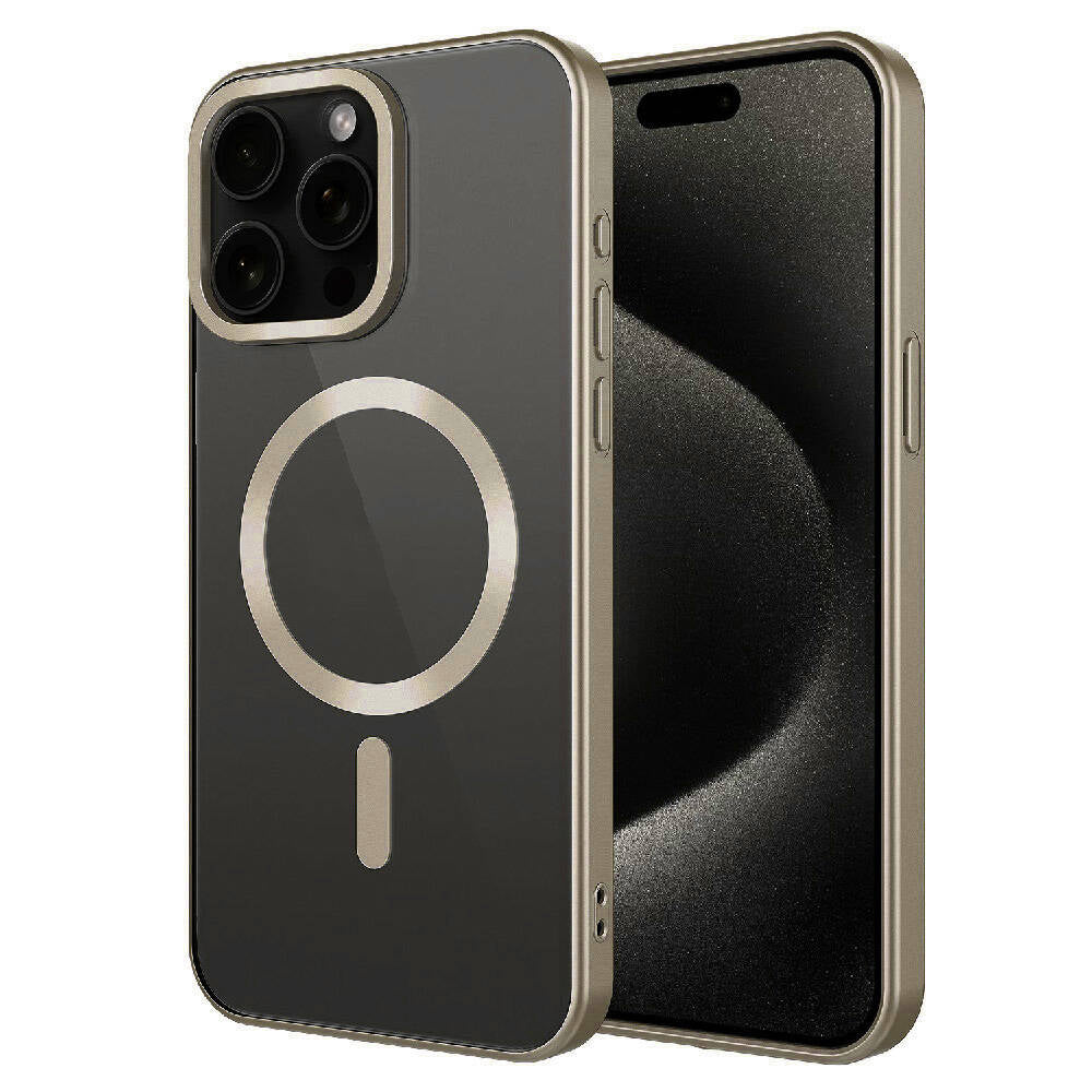 Apple iPhone 15 Pro Max Kılıf Mat Tasarımlı M-safe Wireless Şarj Özellikli Zore Mat Setro Kapak Gümüş