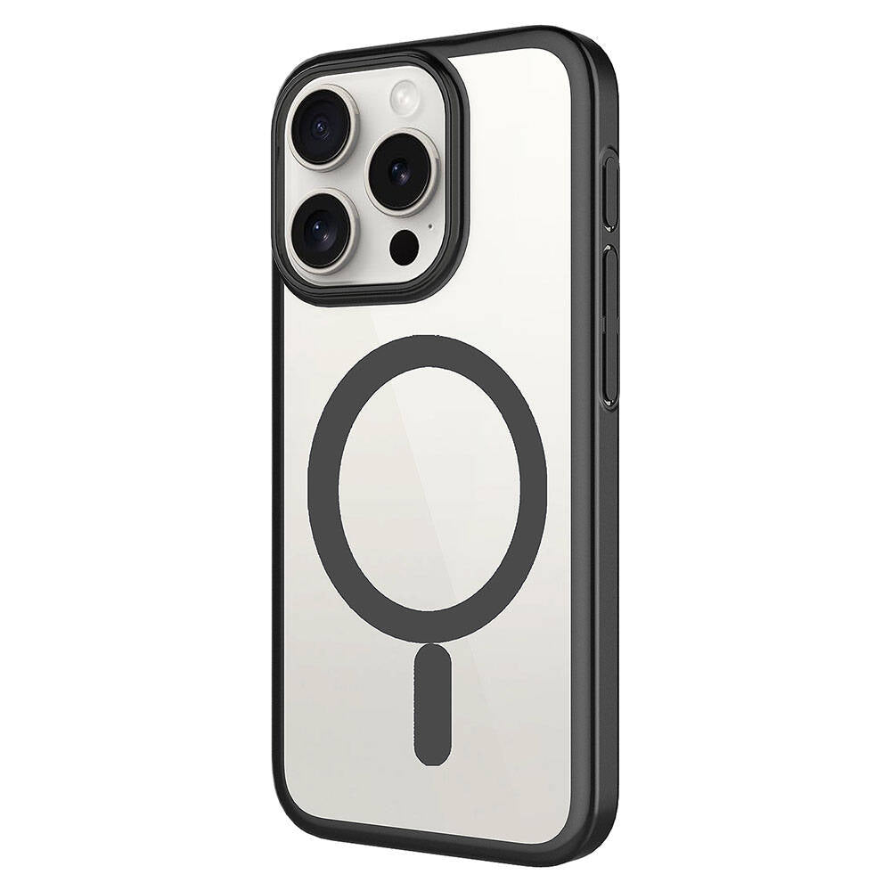 Apple iPhone 15 Pro Max Kılıf Wireless Şarj Özellikli Sert PC Zore Mat Riksos M-safe Kapak Gümüş