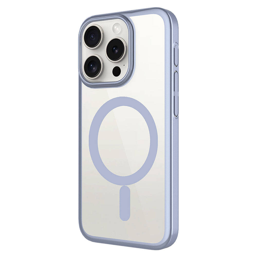 Apple iPhone 15 Pro Max Kılıf Wireless Şarj Özellikli Sert PC Zore Mat Riksos M-safe Kapak Gri