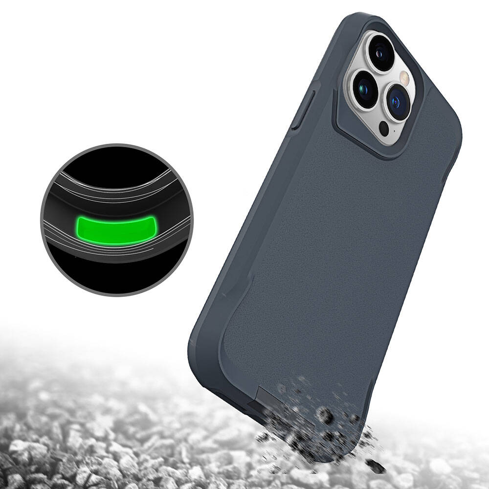 Apple iPhone 15 Pro Max Kılıf Zore Airbag Kenarlı T-Max Mat Standlı Kapak Lacivert