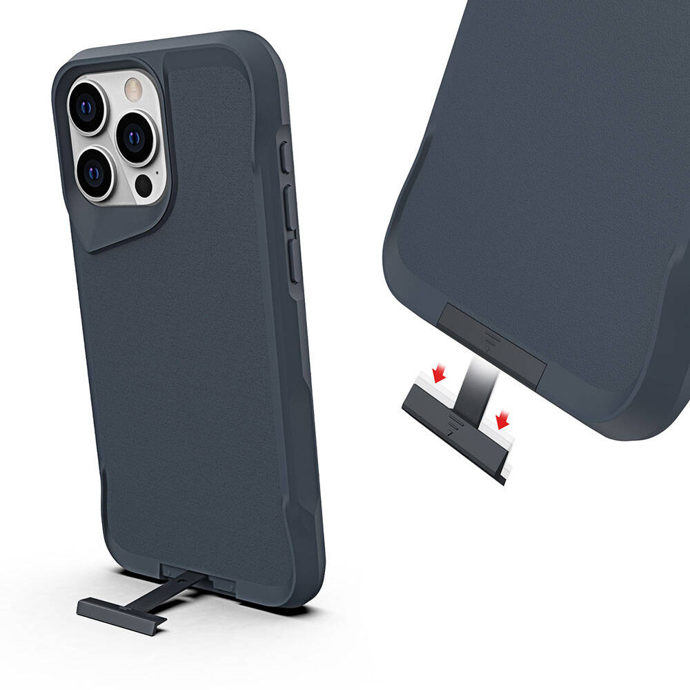 Apple iPhone 15 Pro Max Kılıf Zore Airbag Kenarlı T-Max Mat Standlı Kapak Siyah