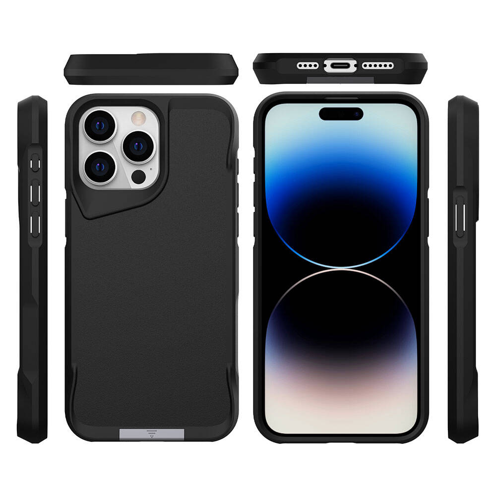 Apple iPhone 15 Pro Max Kılıf Zore Airbag Kenarlı T-Max Mat Standlı Kapak Siyah