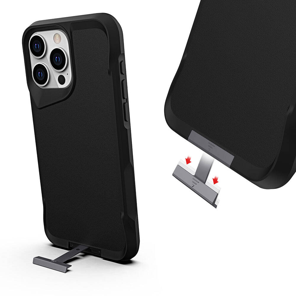 Apple iPhone 15 Pro Max Kılıf Zore Airbag Kenarlı T-Max Mat Standlı Kapak Lacivert