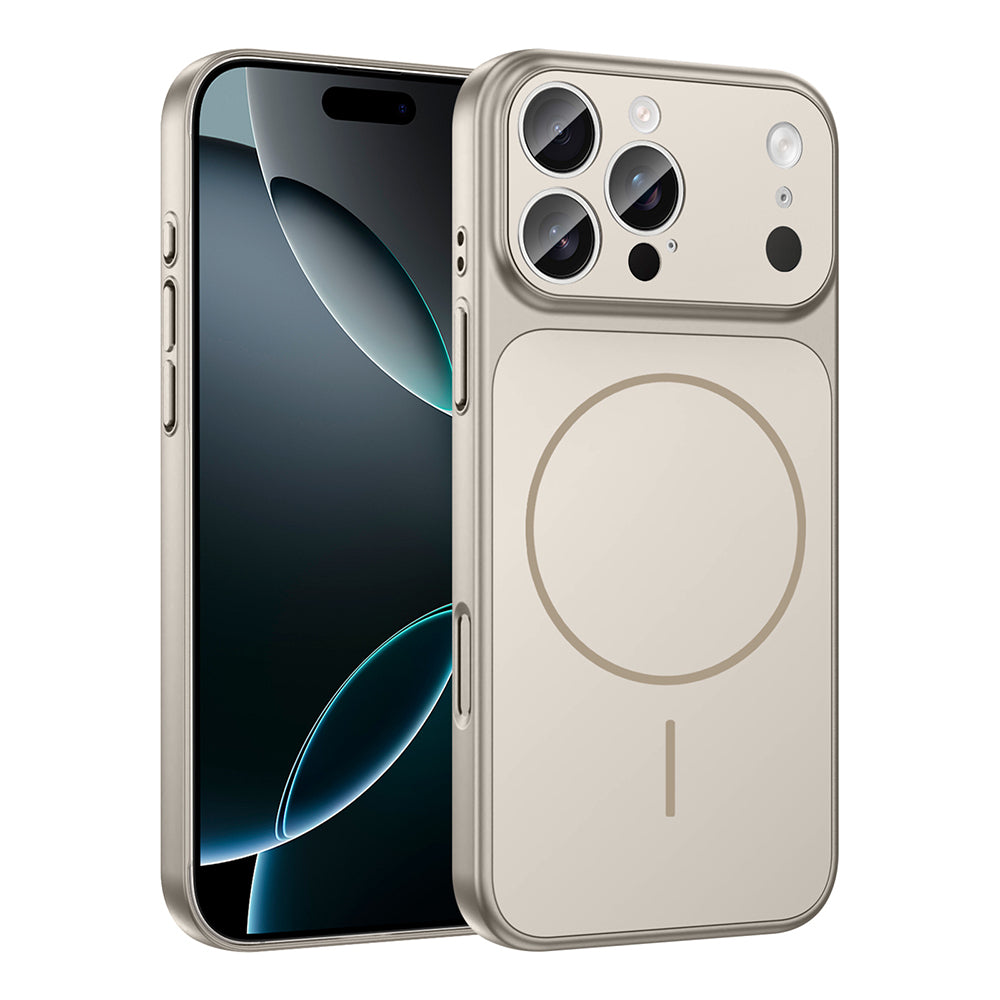 Apple iPhone 15 Pro Max Kılıf Zore M-Safe Şarj Özellikli Kamera Korumalı Formen Kapak Gold