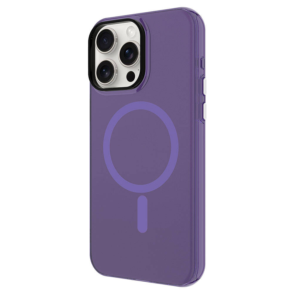 Apple iPhone 15 Pro Max Kılıf Zore M-safe Şarj Özellikli Buzlu Transparan C-Pro Sert Kapak Turuncu