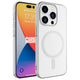 Apple iPhone 15 Pro Max Kılıf Zore Wireless Şarj Özellikli Pixel M-safe Kapak Gümüş