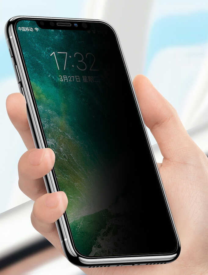 Apple iPhone 15 Pro Max Zore Anti-Dust Privacy Temperli Ekran Koruyucu Siyah