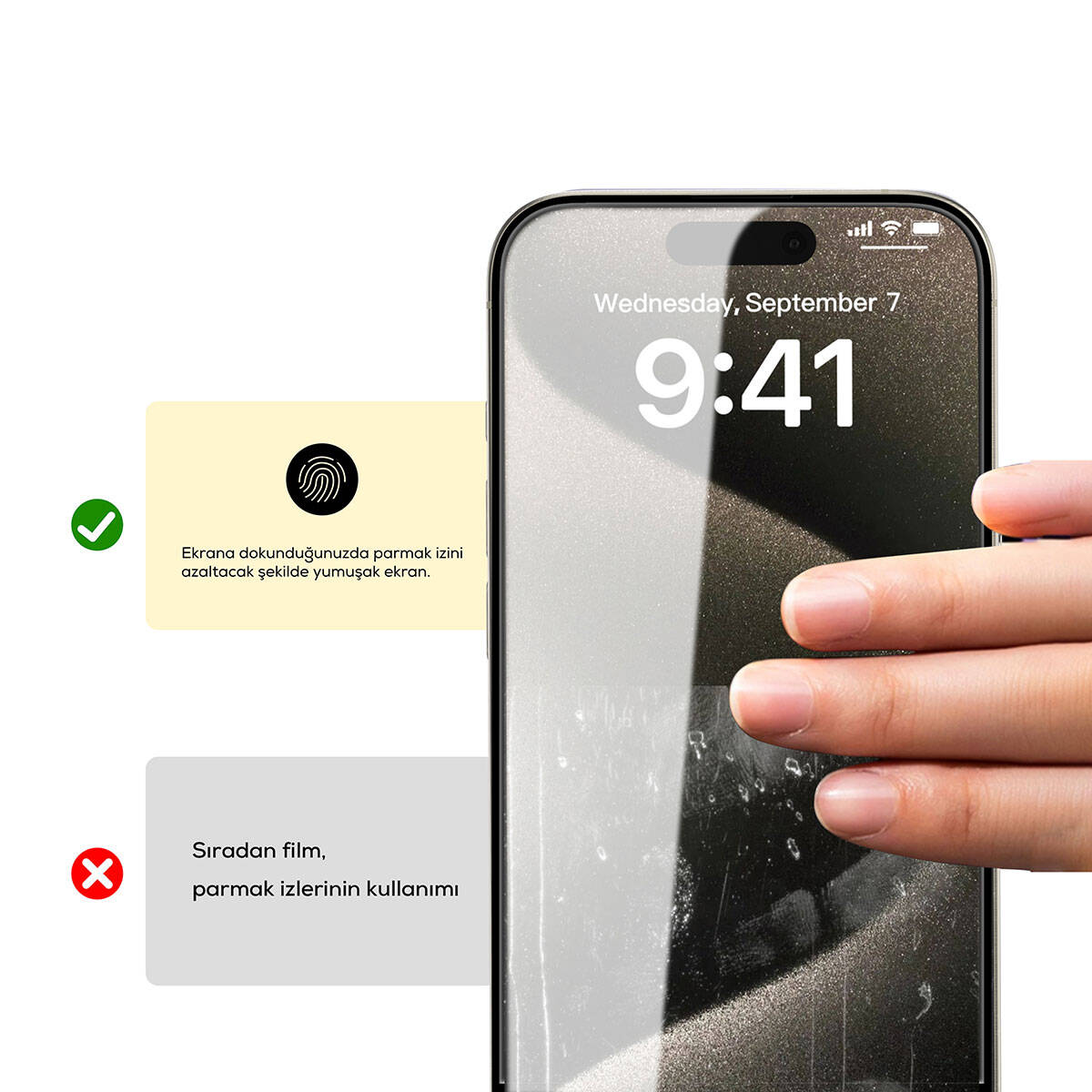 Apple iPhone 15 Pro Max Zore Rika Premium Privacy Temperli Cam Ekran Koruyucu Siyah