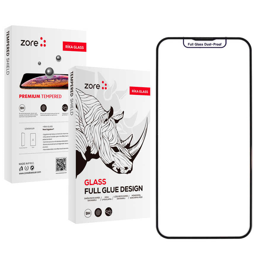 Apple iPhone 15 Pro Zore Rika Premium Temperli Cam Ekran Koruyucu Siyah