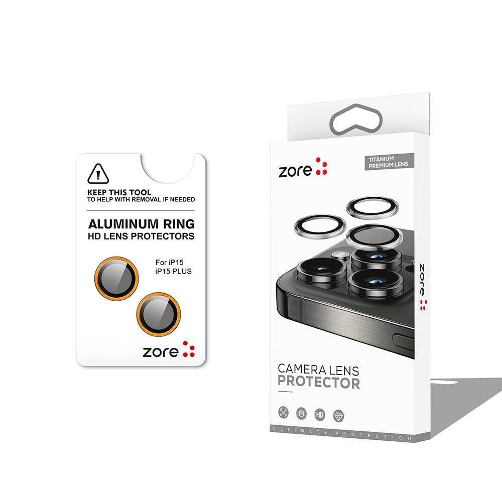 Apple iPhone 15 Zore CL-12 Premium Safir Parmak İzi Bırakmayan Anti-Reflective Kamera Lens Koruyucu Sarı
