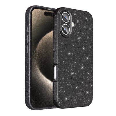 Apple iPhone 16 Kılıf Kamera Korumalı Simli Lüks Zore Koton Kapak Siyah