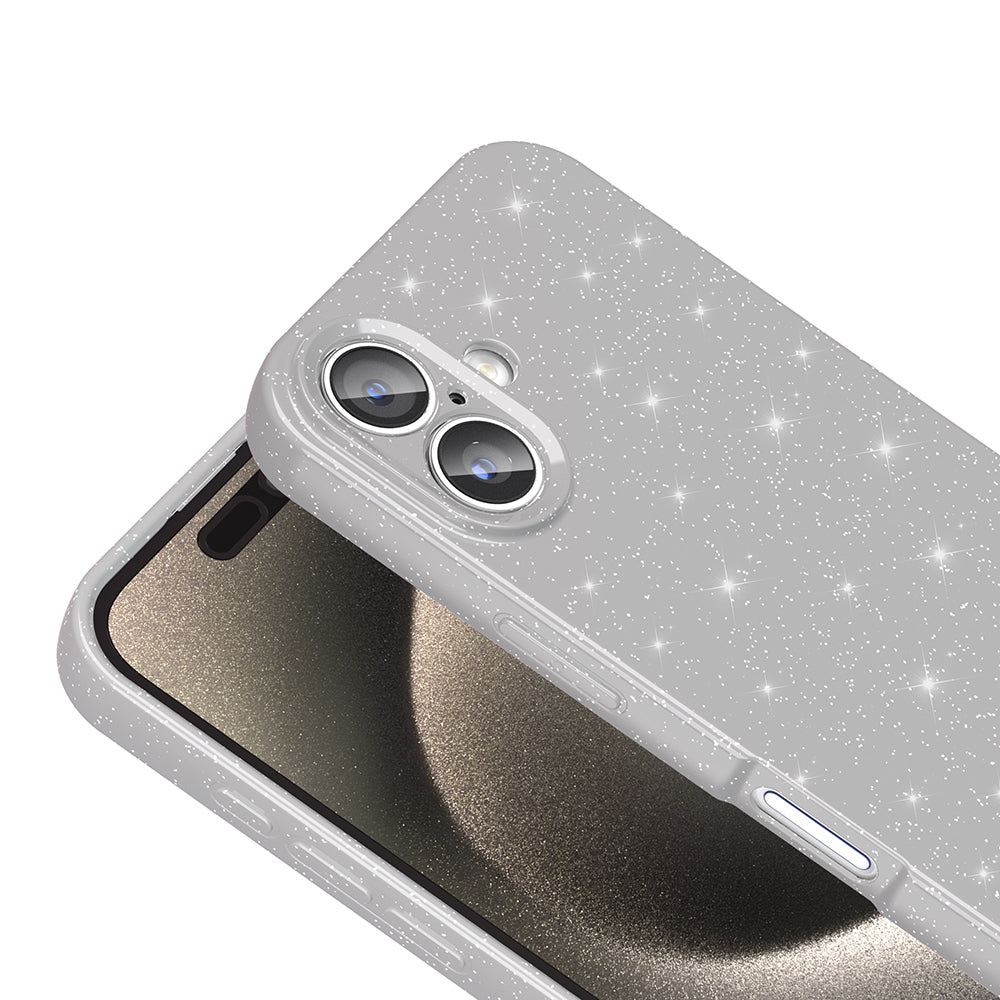 Apple iPhone 16 Kılıf Kamera Korumalı Simli Lüks Zore Koton Kapak Gümüş