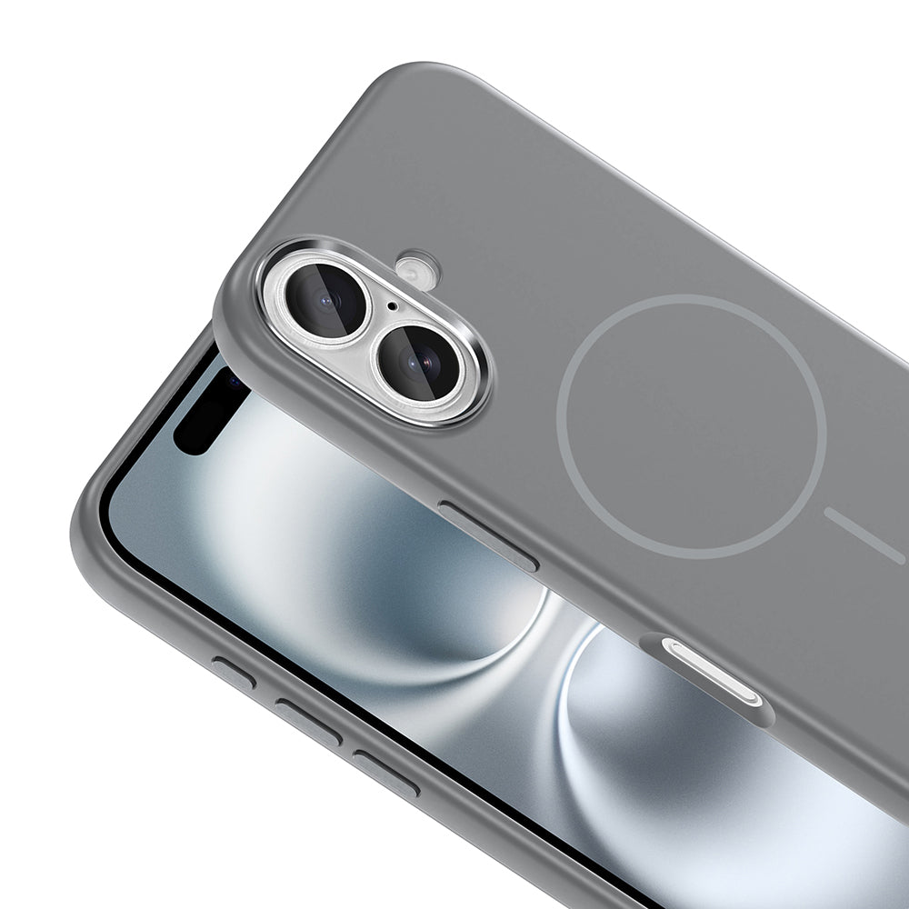 Apple iPhone 16 Kılıf M-Safe Şarj Özellikli Metal Kamera Çerçeveli Zore Edi Silikon Kapak Turuncu