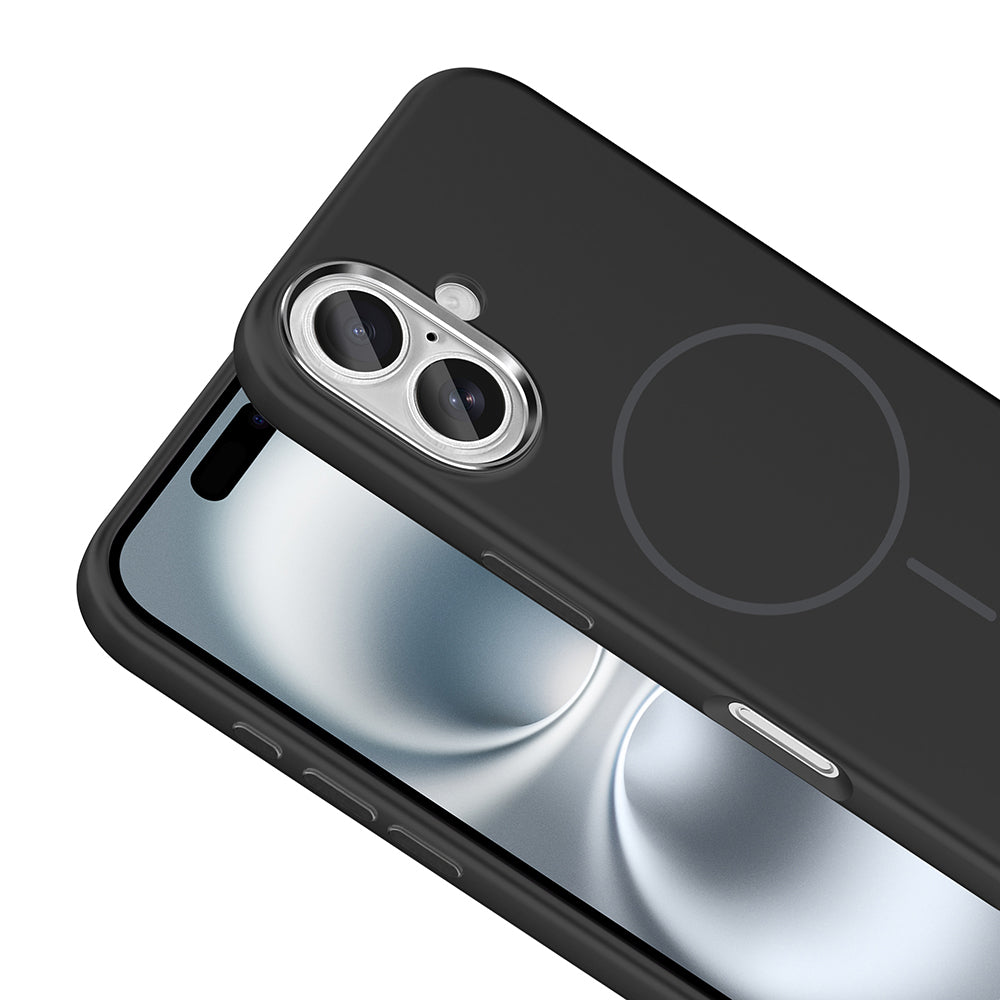 Apple iPhone 16 Kılıf M-Safe Şarj Özellikli Metal Kamera Çerçeveli Zore Edi Silikon Kapak Rose Gold
