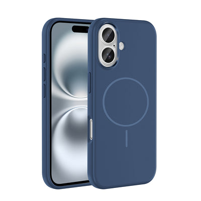 Apple iPhone 16 Kılıf M-Safe Şarj Özellikli Metal Kamera Çerçeveli Zore Edi Silikon Kapak Lacivert