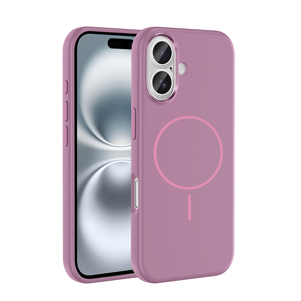 Apple iPhone 16 Kılıf M-Safe Şarj Özellikli Metal Kamera Çerçeveli Zore Edi Silikon Kapak Mor