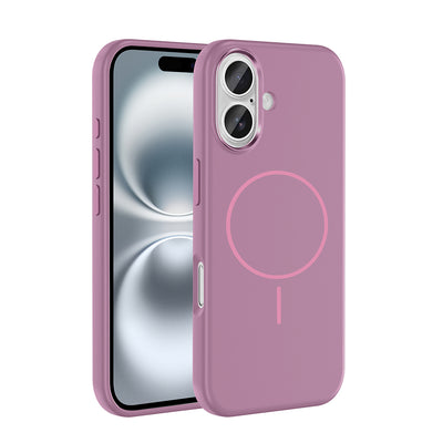 Apple iPhone 16 Kılıf M-Safe Şarj Özellikli Metal Kamera Çerçeveli Zore Edi Silikon Kapak Mor