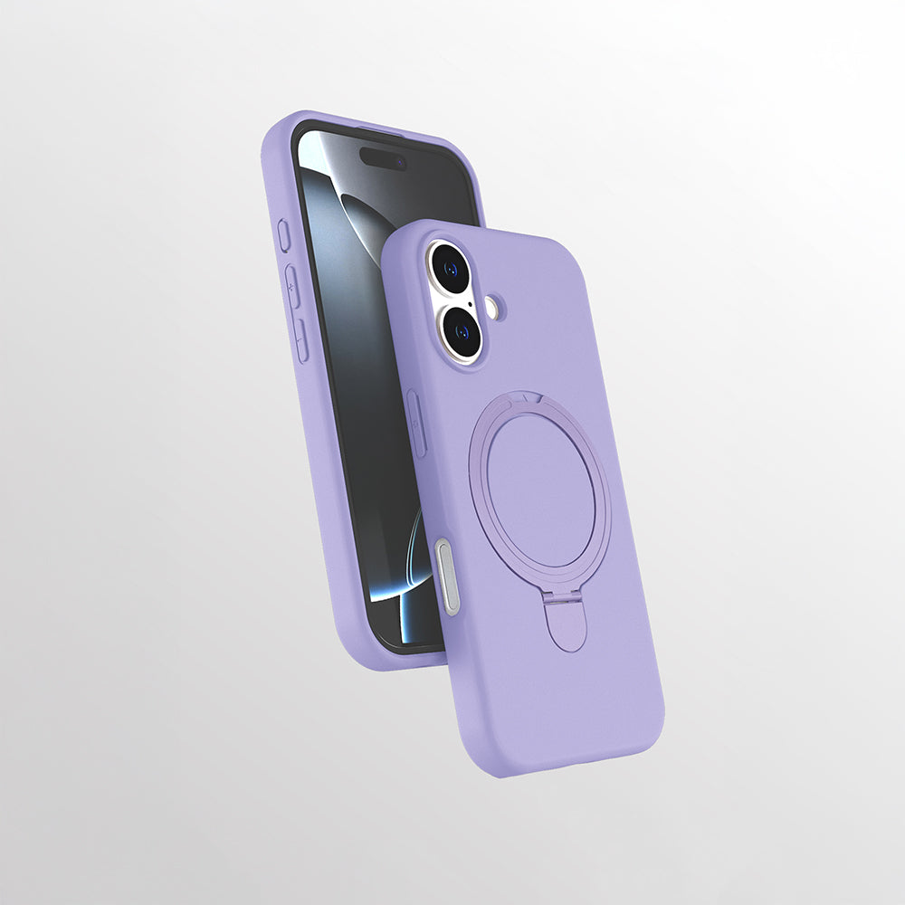 Apple iPhone 16 Kılıf M-safe Şarj Özellikli Standlı Zore Samara Kapak Lila