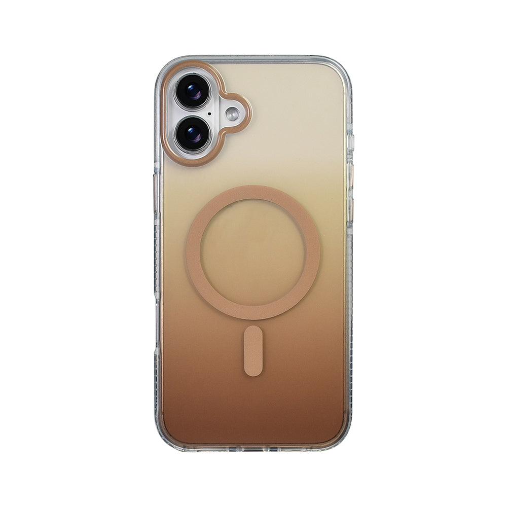 Apple iPhone 16 Kılıf M-safe Şarj Özellikli Transparan Renk Geçişli Zore Toros Kapak Rose Gold