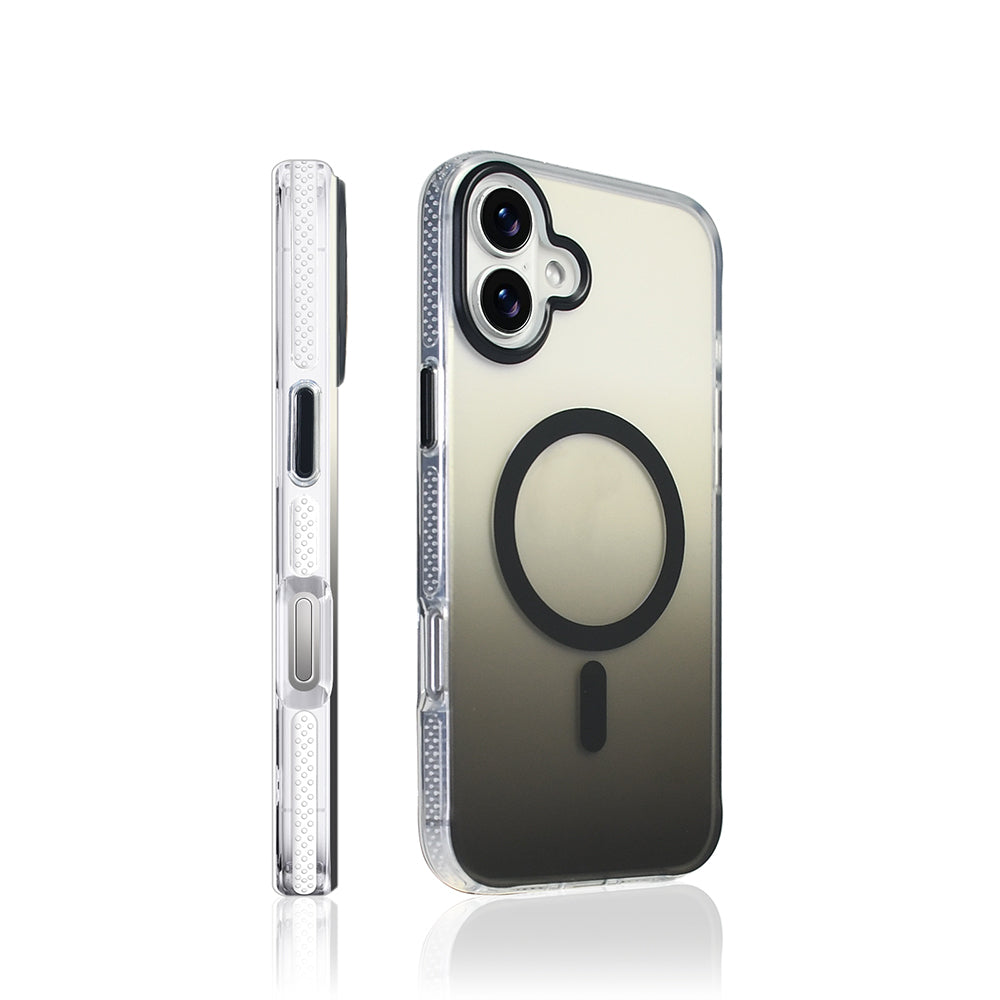 Apple iPhone 16 Kılıf M-safe Şarj Özellikli Transparan Renk Geçişli Zore Toros Kapak Rose Gold
