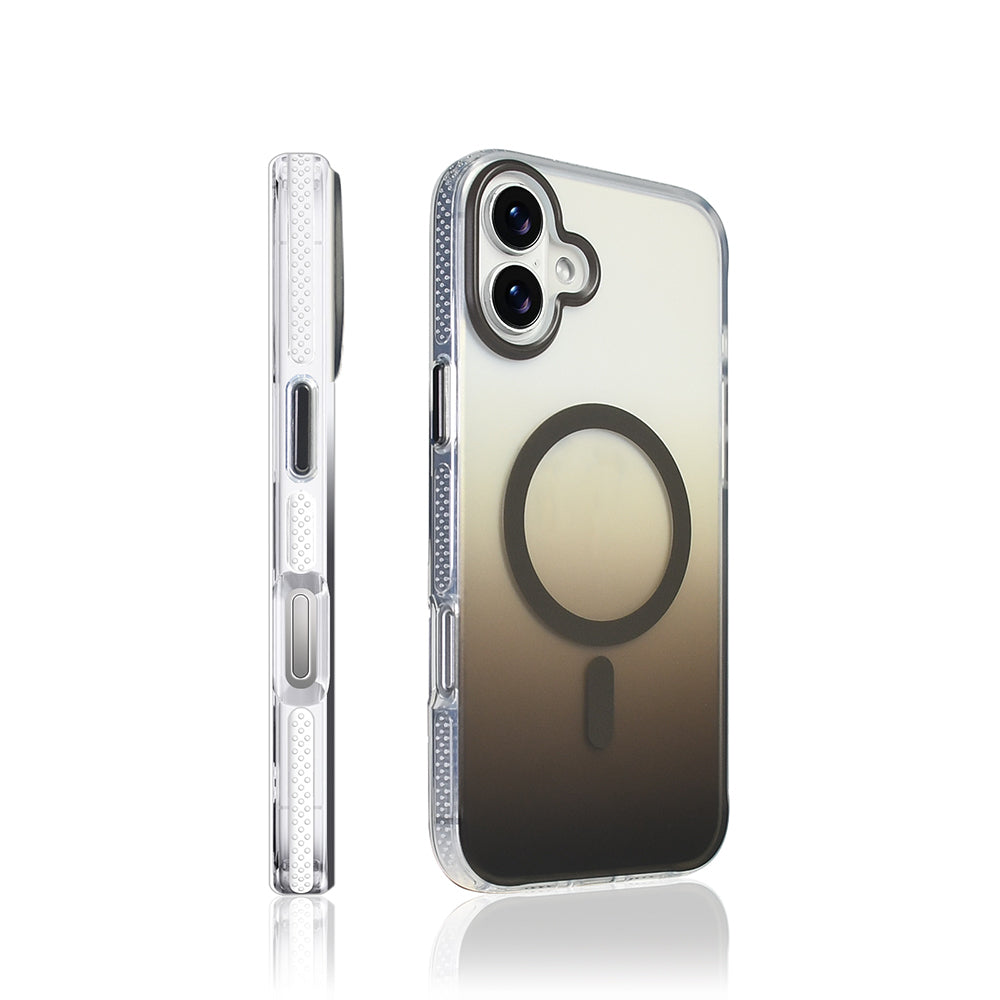 Apple iPhone 16 Kılıf M-safe Şarj Özellikli Transparan Renk Geçişli Zore Toros Kapak Rose Gold