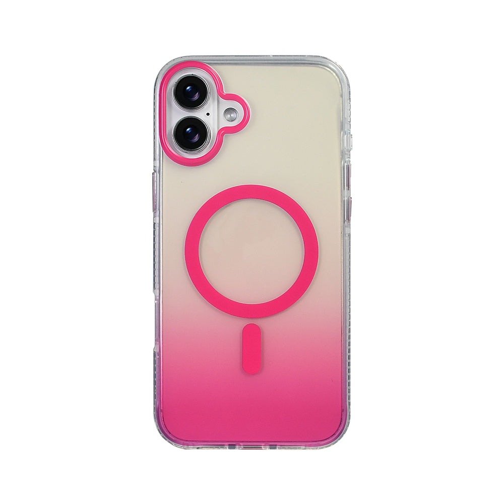 Apple iPhone 16 Kılıf M-safe Şarj Özellikli Transparan Renk Geçişli Zore Toros Kapak Rose Gold