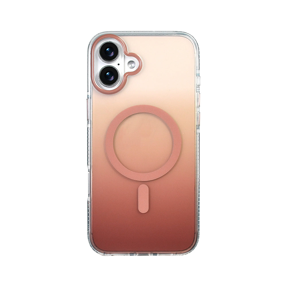 Apple iPhone 16 Kılıf M-safe Şarj Özellikli Transparan Renk Geçişli Zore Toros Kapak Rose Gold