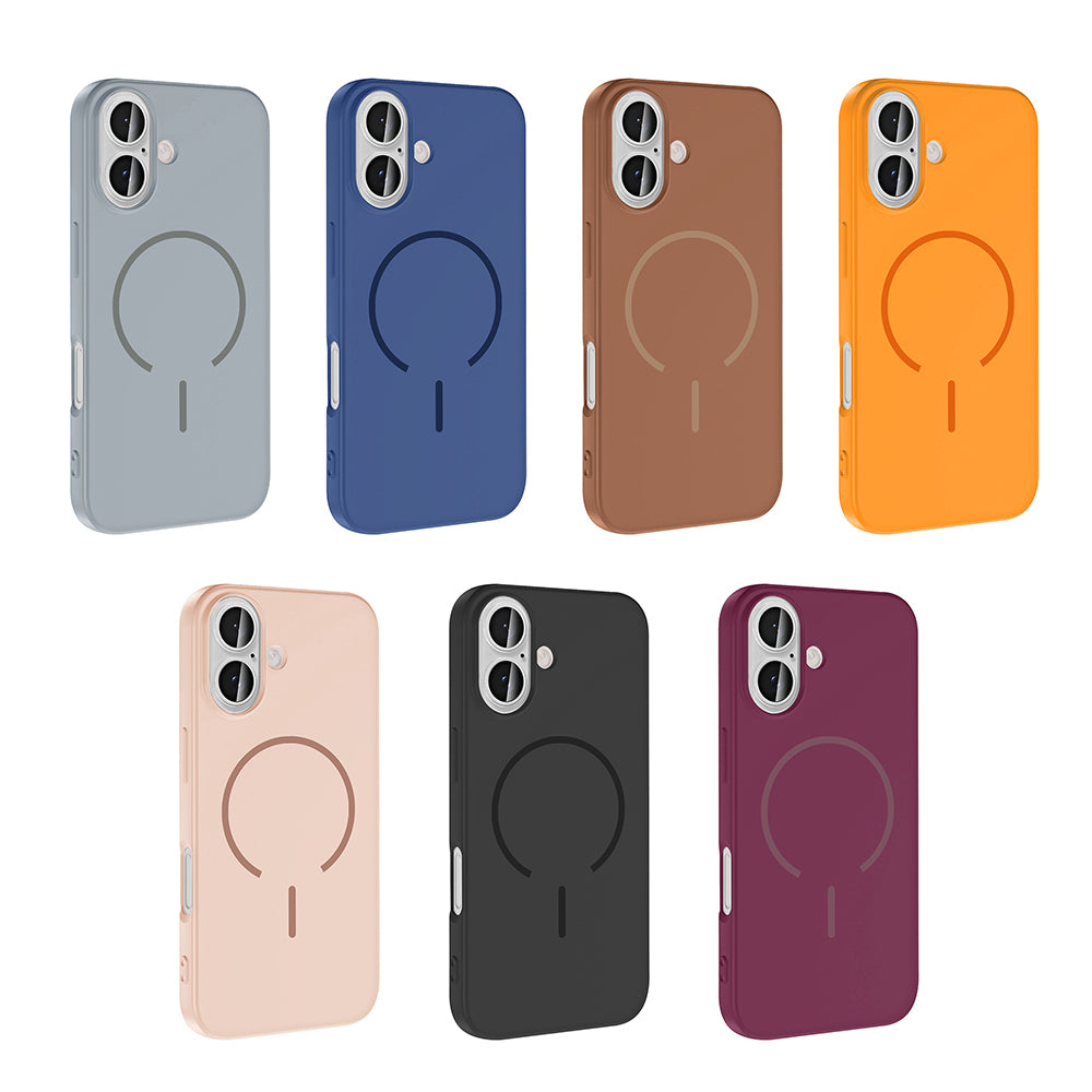 Apple iPhone 16 Kılıf M-safe Şarj Özellikli Zore Meta Kapak Kahverengi