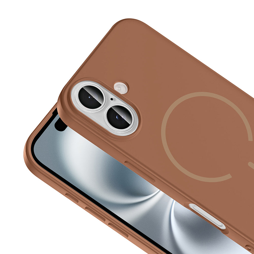 Apple iPhone 16 Kılıf M-safe Şarj Özellikli Zore Meta Kapak Titanyum-Gri