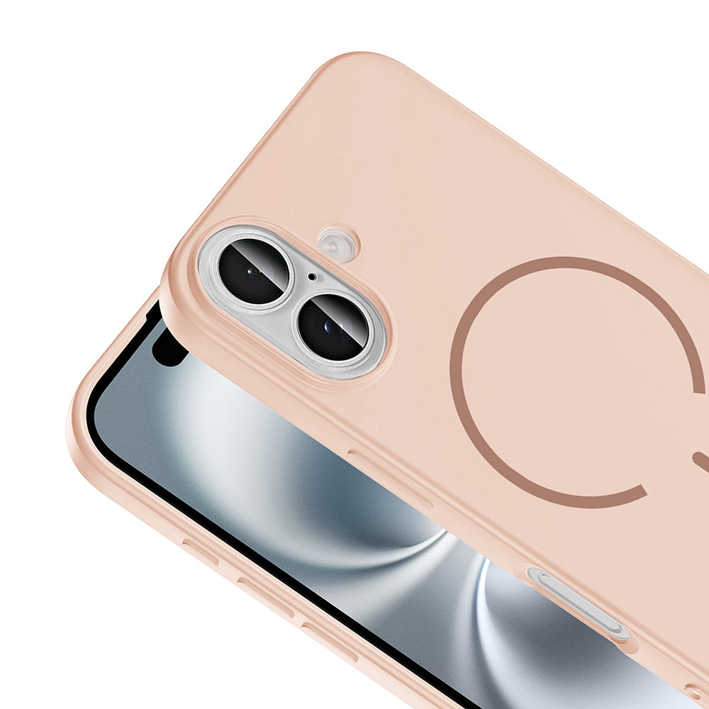 Apple iPhone 16 Kılıf M-safe Şarj Özellikli Zore Meta Kapak Rose Pembe