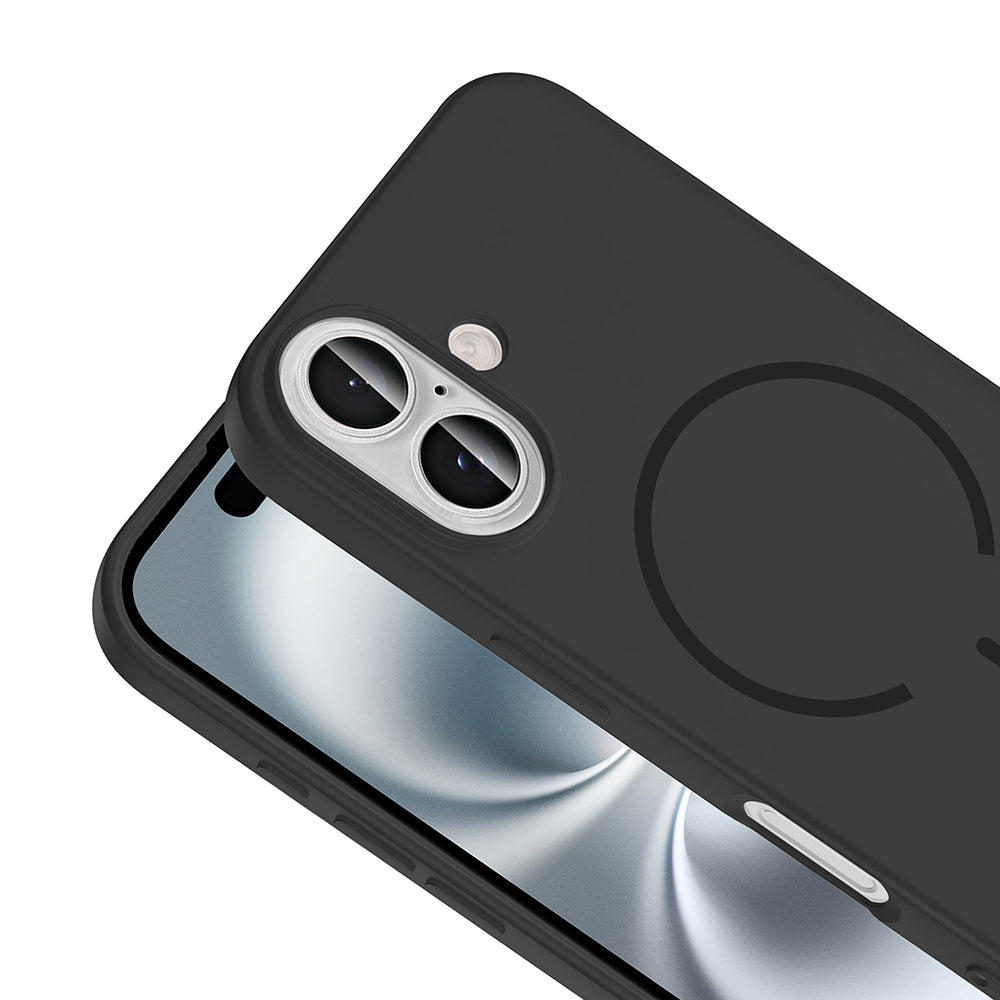 Apple iPhone 16 Kılıf M-safe Şarj Özellikli Zore Meta Kapak Mürdüm