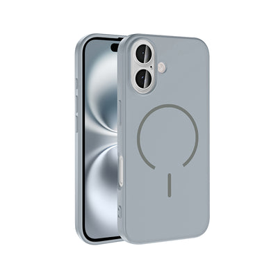 Apple iPhone 16 Kılıf M-safe Şarj Özellikli Zore Meta Kapak Titanyum-Gri
