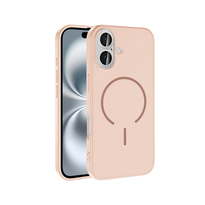 Apple iPhone 16 Kılıf M-safe Şarj Özellikli Zore Meta Kapak Rose Pembe