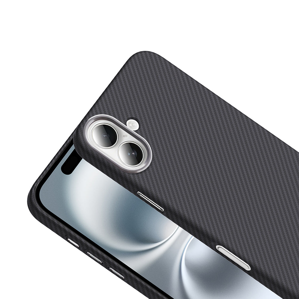 Apple iPhone 16 Kılıf M-safe Şarj Özellikli Karbon Fiber Görünümlü Zore Gros Kapak Gold-Siyah
